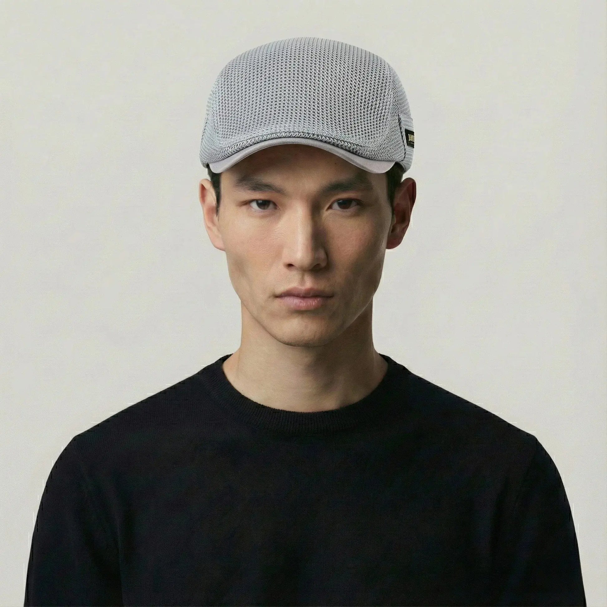 Béret Homme Gris Clair Maille Tricot – Étiquette Tissée Latérale Maison Shelby