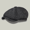 Béret Homme Gris Tweed Chevron – Laine Structurée 8 Panneaux