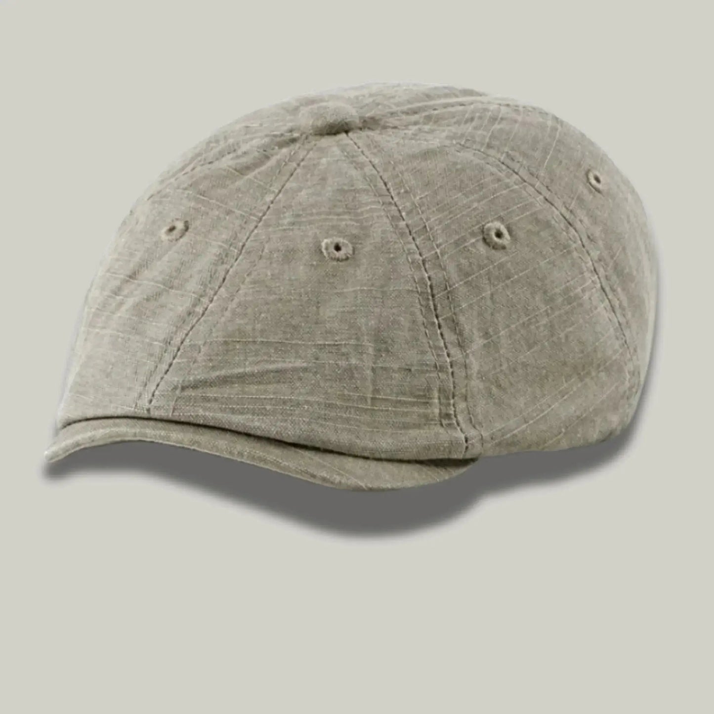 Béret Homme Kaki Clair Délavé – Lin Stonewash Vintage Maison Shelby