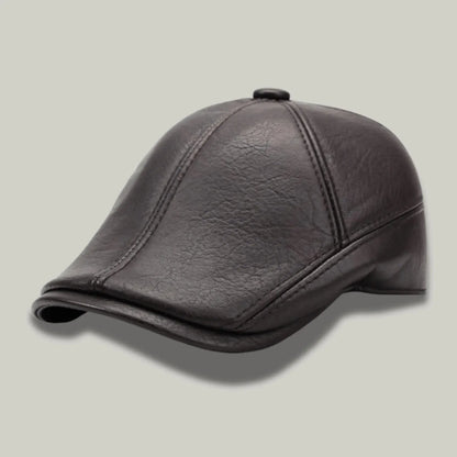 Béret Homme Marron Cuir – Cache-Oreilles Intégré Hiver Maison Shelby