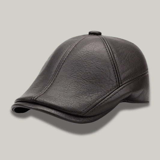 Béret Homme Marron Cuir – Cache-Oreilles Intégré Hiver