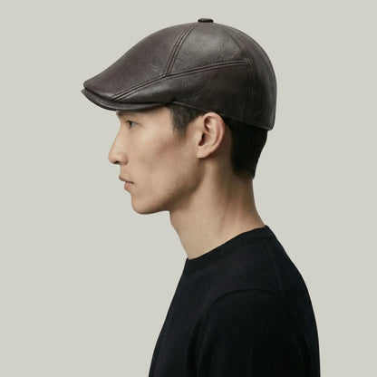 Béret Homme Marron Cuir – Cache-Oreilles Intégré Hiver Maison Shelby