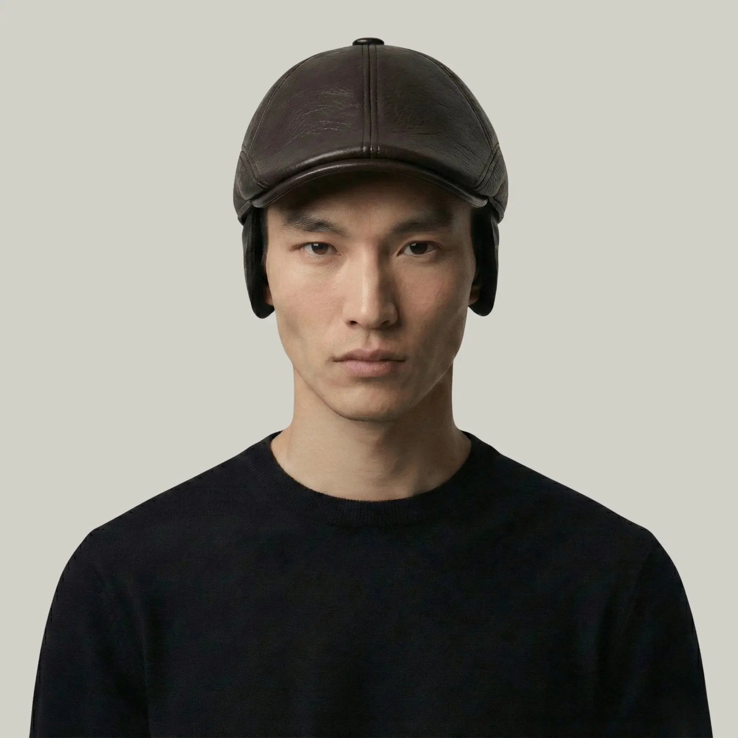 Béret Homme Marron Cuir – Cache-Oreilles Intégré Hiver Maison Shelby