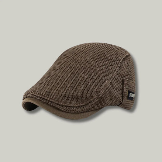 Béret Homme Marron Maille Côtelée – Étiquette Tissée Latérale