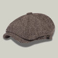 Béret Homme Marron Tweed Chevron – Laine 8 Panneaux Hiver