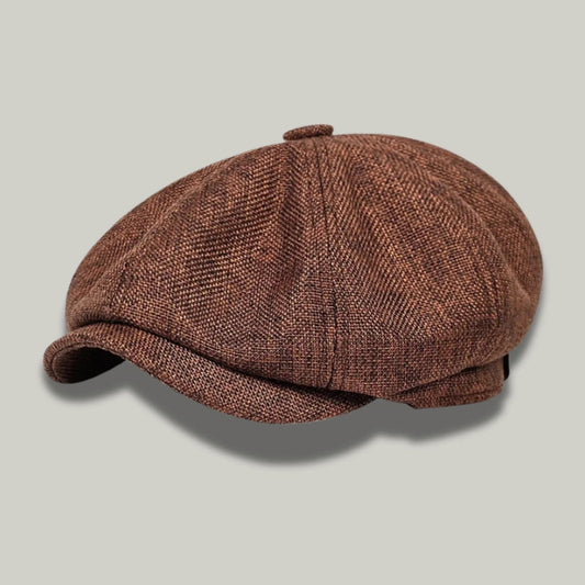 Béret Homme Marron Tweed Chiné – Laine 8 Panneaux Hiver