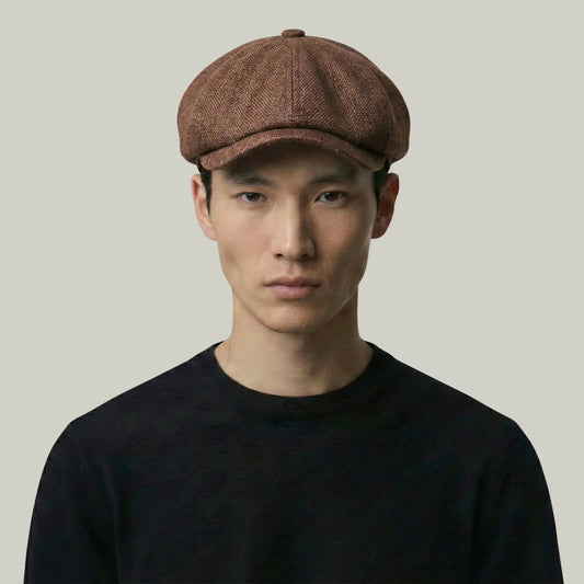 Béret Homme Marron Tweed Chiné – Laine 8 Panneaux Hiver Maison Shelby