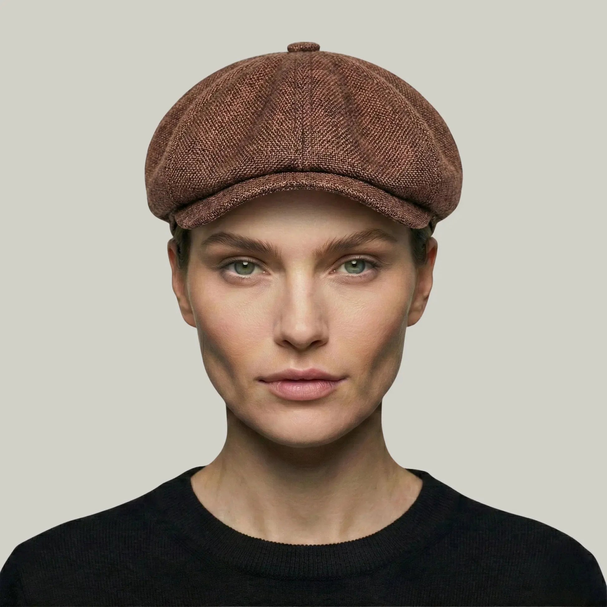 Béret Homme Marron Tweed Chiné – Laine 8 Panneaux Hiver Maison Shelby