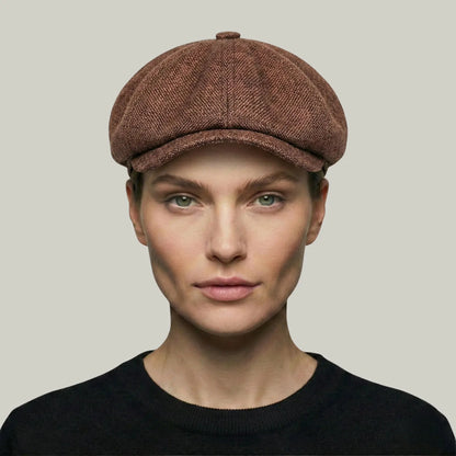 Béret Homme Marron Tweed Chiné – Laine 8 Panneaux Hiver Maison Shelby