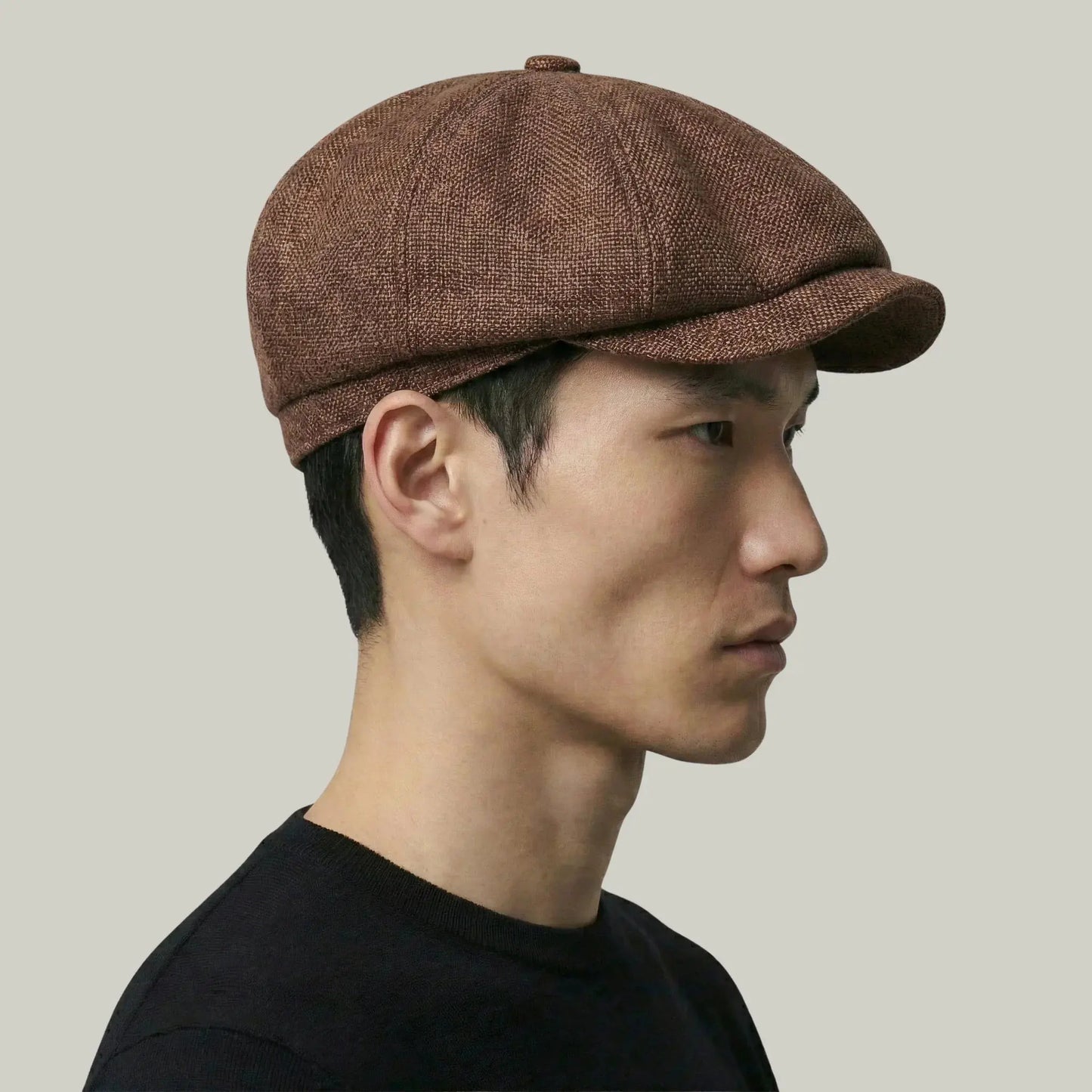 Béret Homme Marron Tweed Chiné – Laine 8 Panneaux Hiver Maison Shelby