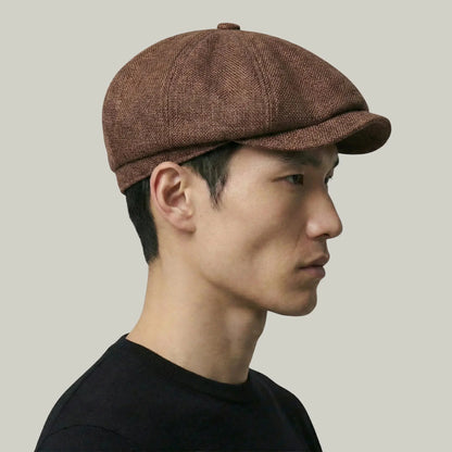 Béret Homme Marron Tweed Chiné – Laine 8 Panneaux Hiver Maison Shelby