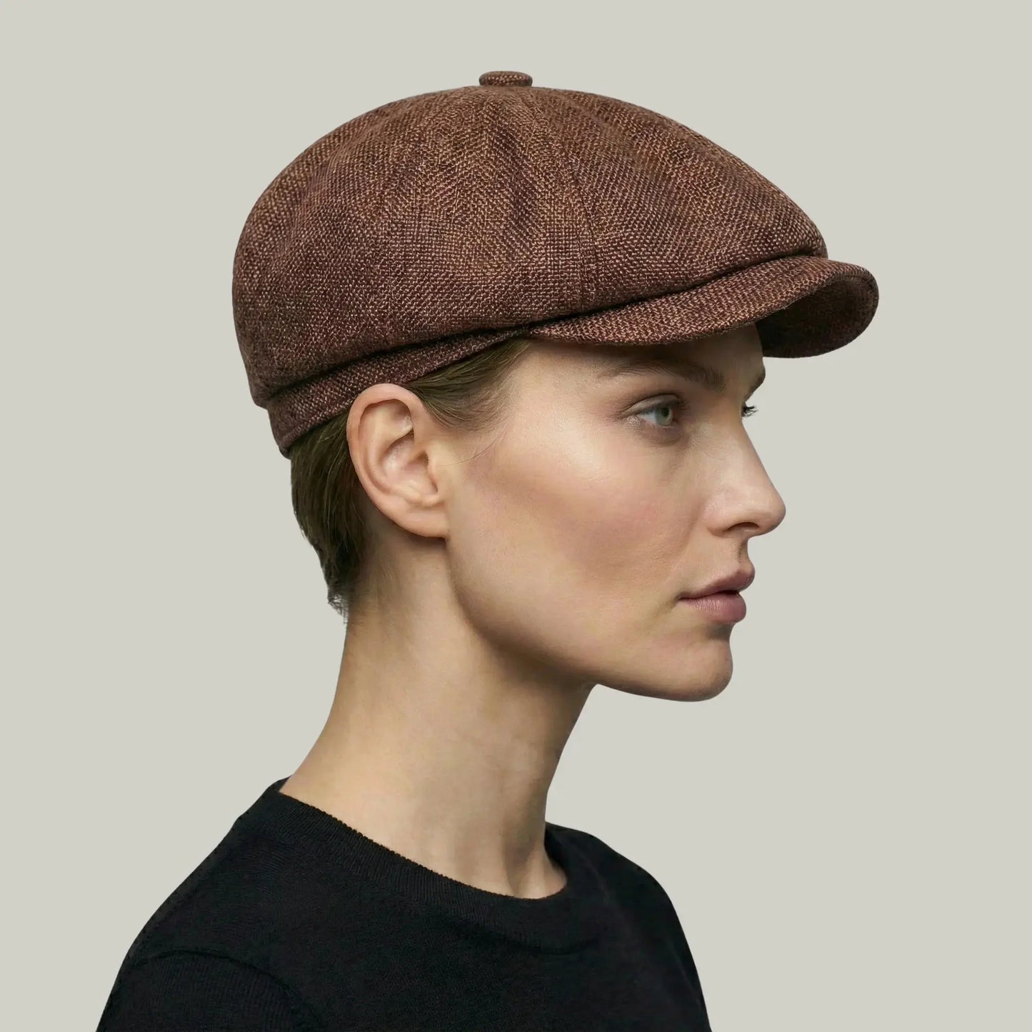 Béret Homme Marron Tweed Chiné – Laine 8 Panneaux Hiver Maison Shelby