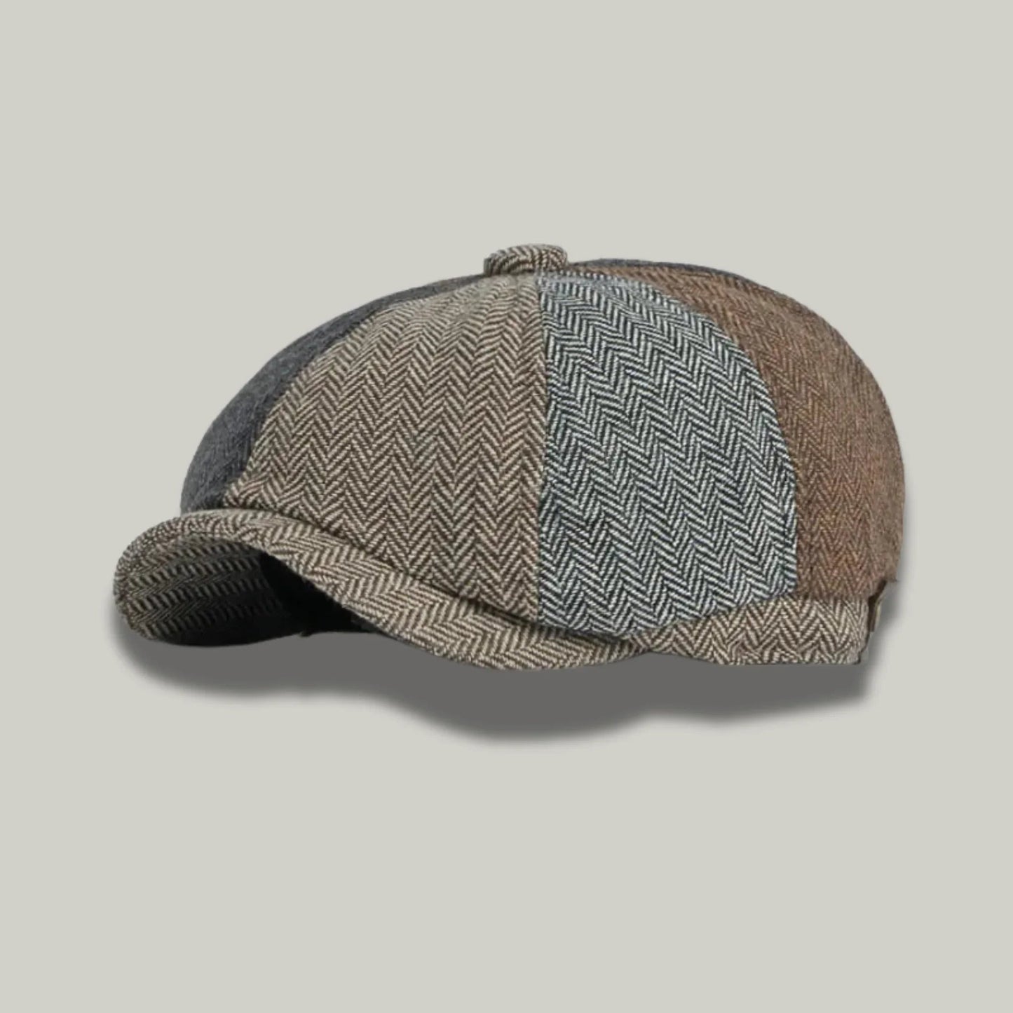 Béret Homme Multicolore Patchwork Tweed – 8 Panneaux Vintage