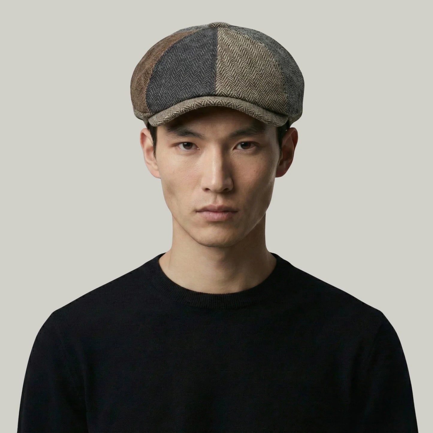 Béret Homme Multicolore Patchwork Tweed – 8 Panneaux Vintage