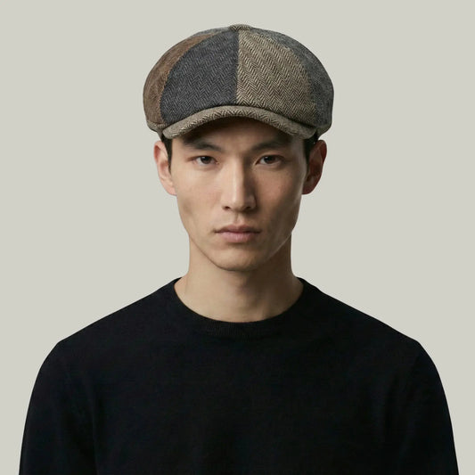 Béret Homme Multicolore Patchwork Tweed – 8 Panneaux Vintage Maison Shelby