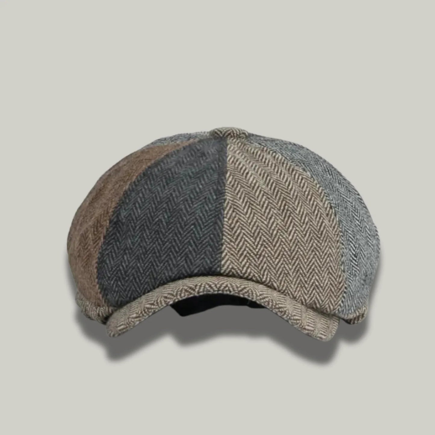 Béret Homme Multicolore Patchwork Tweed – 8 Panneaux Vintage