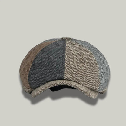 Béret Homme Multicolore Patchwork Tweed – 8 Panneaux Vintage