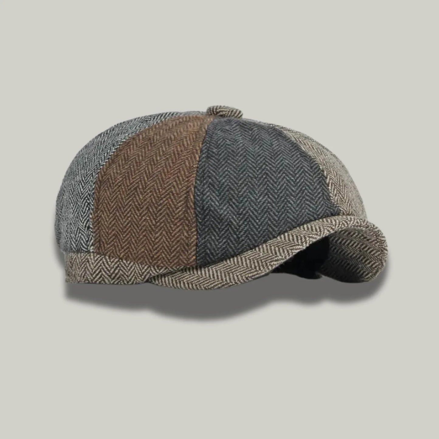 Béret Homme Multicolore Patchwork Tweed – 8 Panneaux Vintage