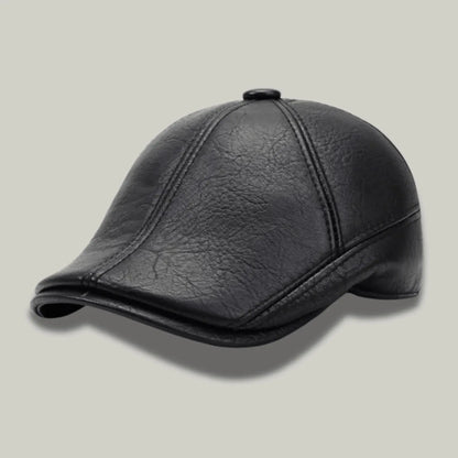 Béret Homme Noir Cuir – Cache-Oreilles Intégré Hiver Maison Shelby