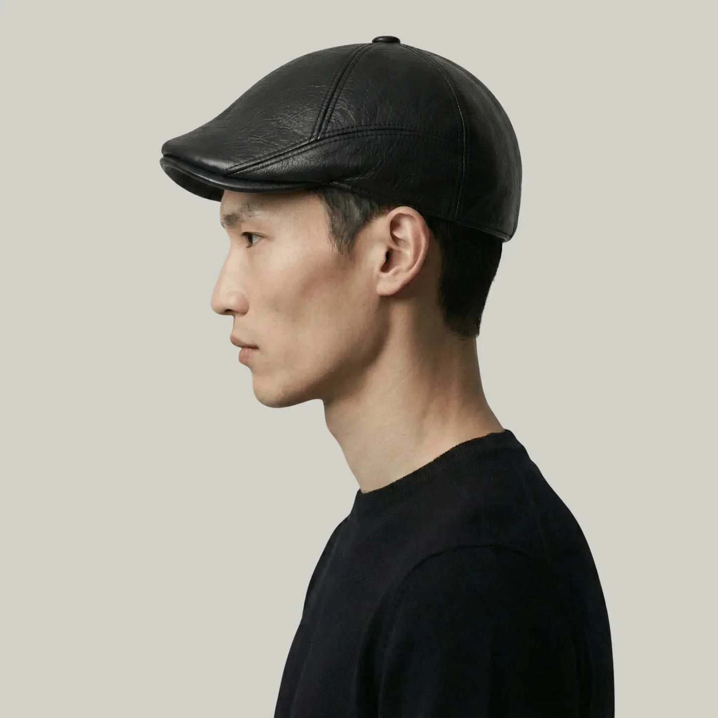 Béret Homme Noir Cuir – Cache-Oreilles Intégré Hiver Maison Shelby