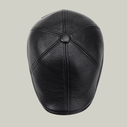 Béret Homme Noir Cuir – Cache-Oreilles Intégré Hiver Maison Shelby
