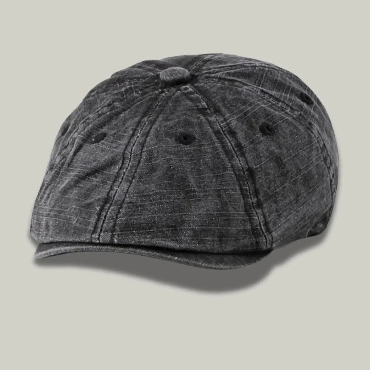 Béret Homme Noir Délavé – Coton Stonewash Structuré Maison Shelby