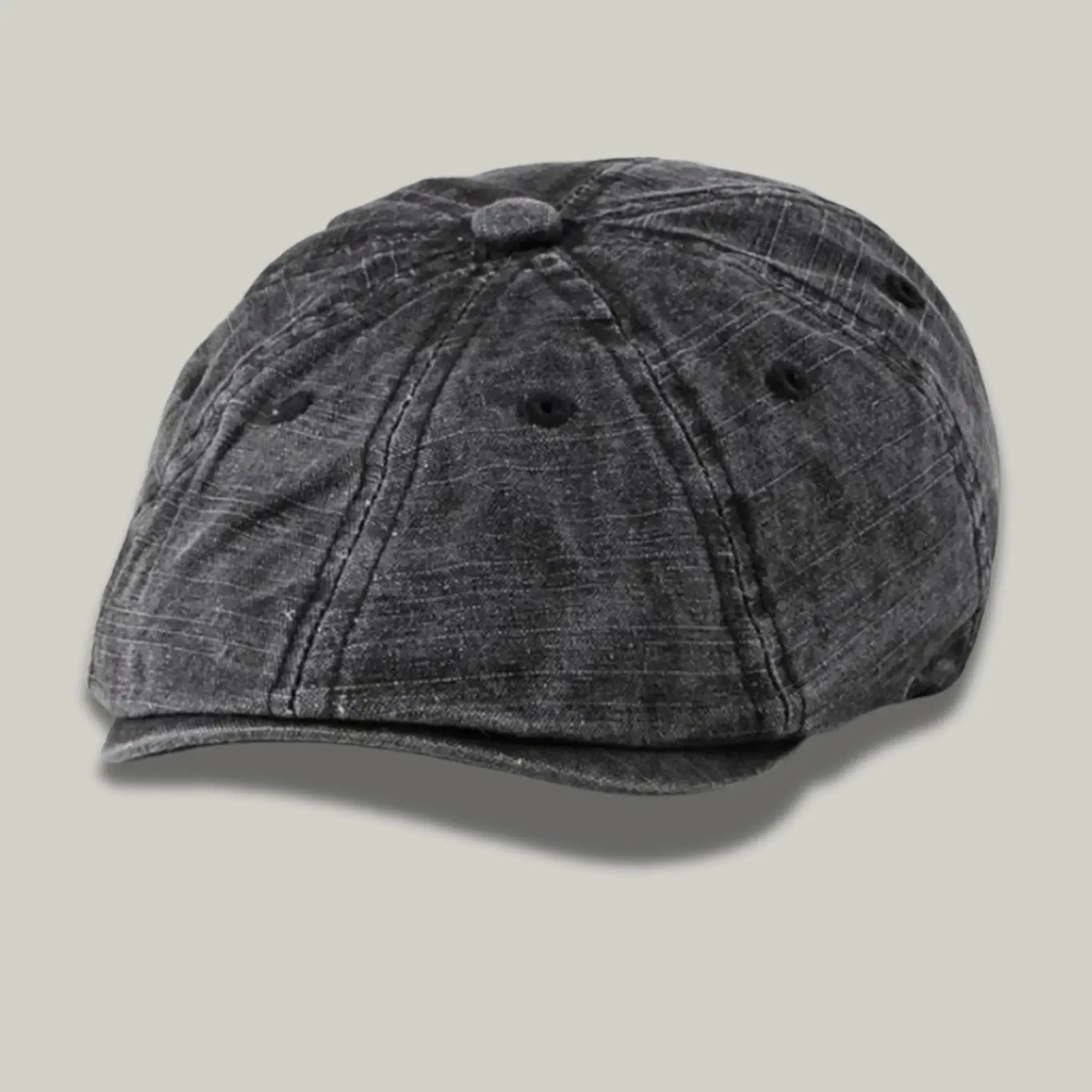 Béret Homme Noir Délavé – Coton Stonewash Structuré Maison Shelby