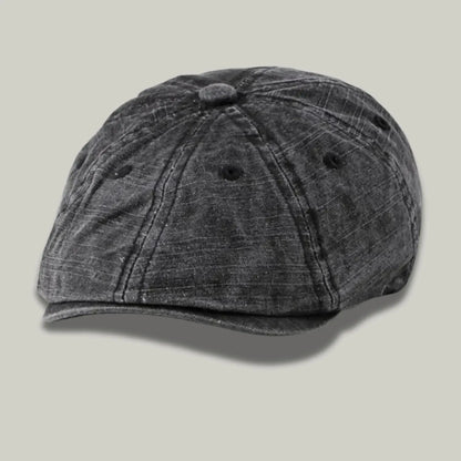 Béret Homme Noir Délavé – Coton Stonewash Structuré Maison Shelby