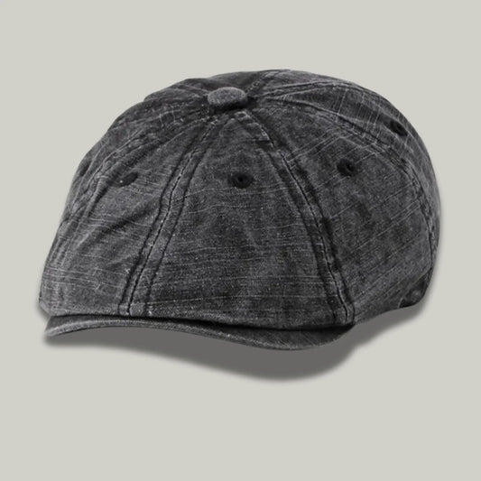 Béret Homme Noir Délavé – Coton Stonewash Structuré