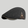 Béret Homme Noir – Empiècement Cuir Triangle Vintage