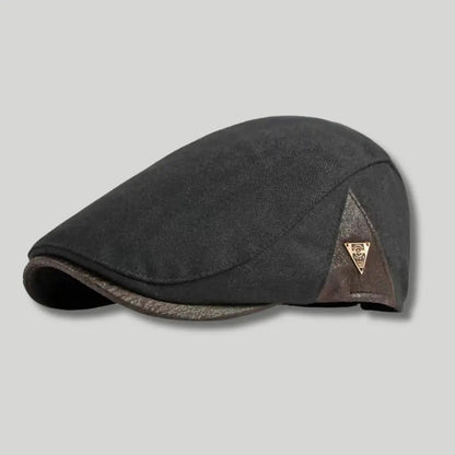 Béret Homme Noir – Empiècement Cuir Triangle Vintage Maison Shelby
