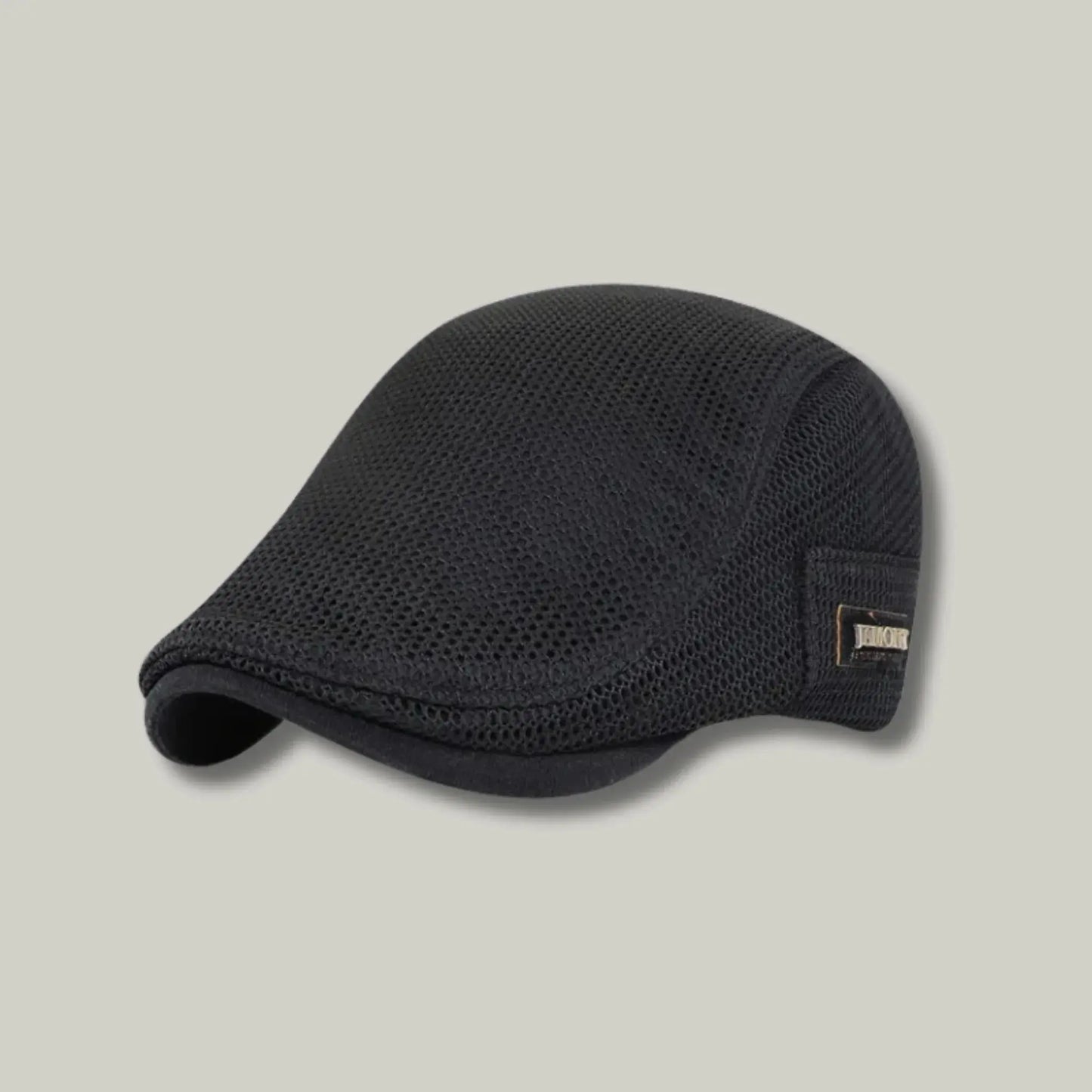 Béret Homme Noir Maille Ajourée – Étiquette Tissée Latérale Maison Shelby