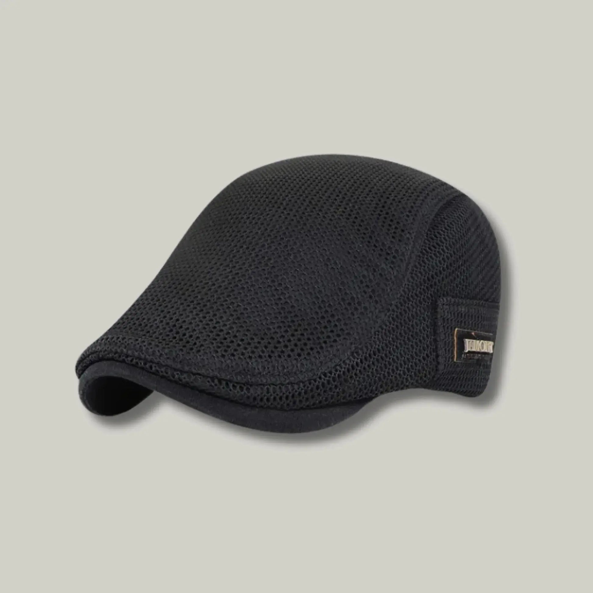 Béret Homme Noir Maille Ajourée – Étiquette Tissée Latérale Maison Shelby