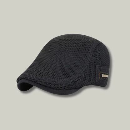 Béret Homme Noir Maille Ajourée – Étiquette Tissée Latérale Maison Shelby