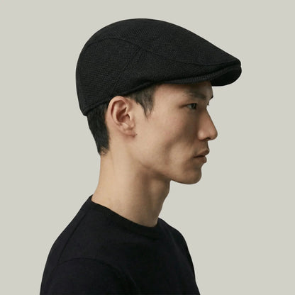Béret Homme Noir – Tissu Texturé Léger Saison Intermédiaire Maison Shelby