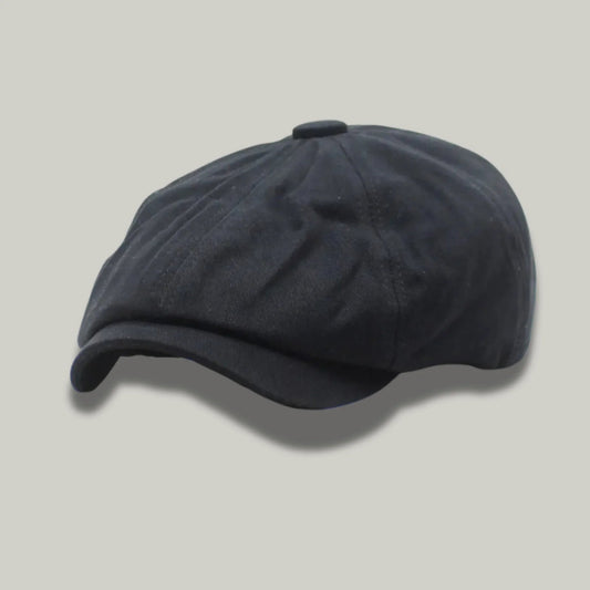 Béret Homme Noir Uni – Coton Structuré 8 Panneaux Toutes Saisons