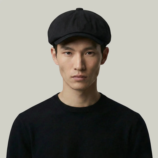 Béret Homme Noir Uni – Coton Structuré 8 Panneaux Toutes Saisons Maison Shelby