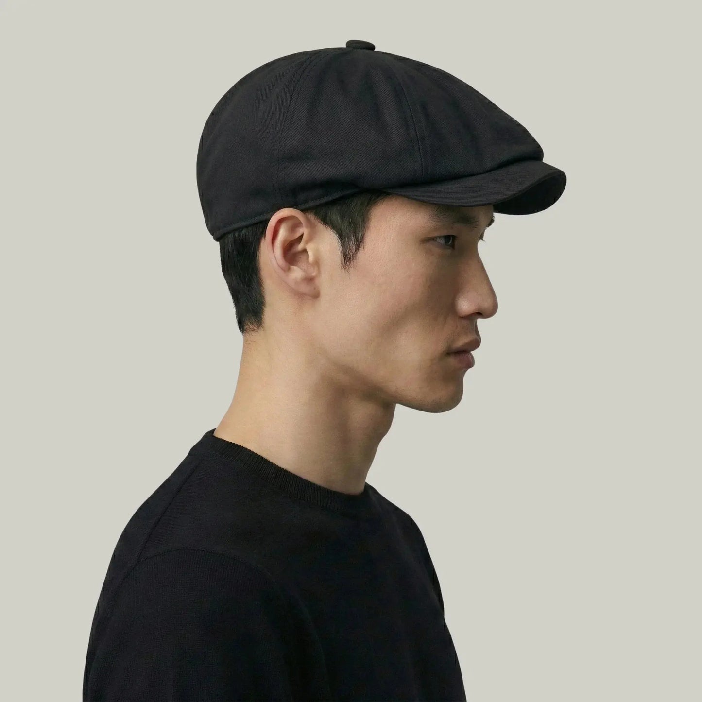 Béret Homme Noir Uni – Coton Structuré 8 Panneaux Toutes Saisons Maison Shelby