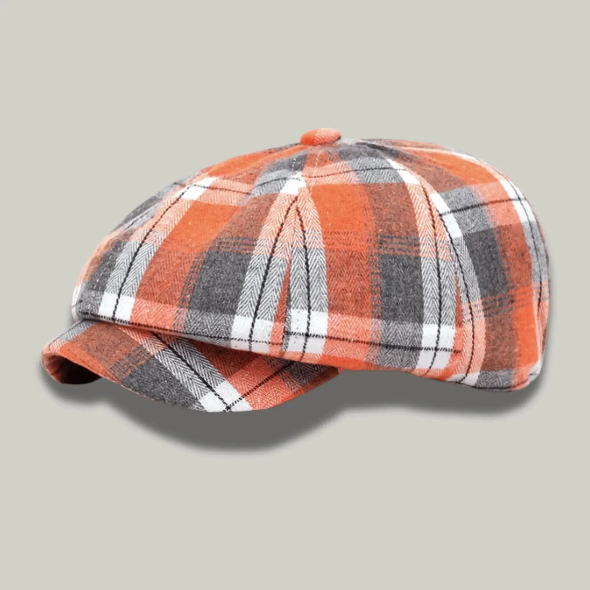 Béret Homme Orange Carreaux – Tissu Madras Vintage Multicolore Maison Shelby