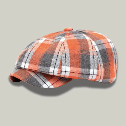 Béret Homme Orange Carreaux – Tissu Madras Vintage Multicolore Maison Shelby