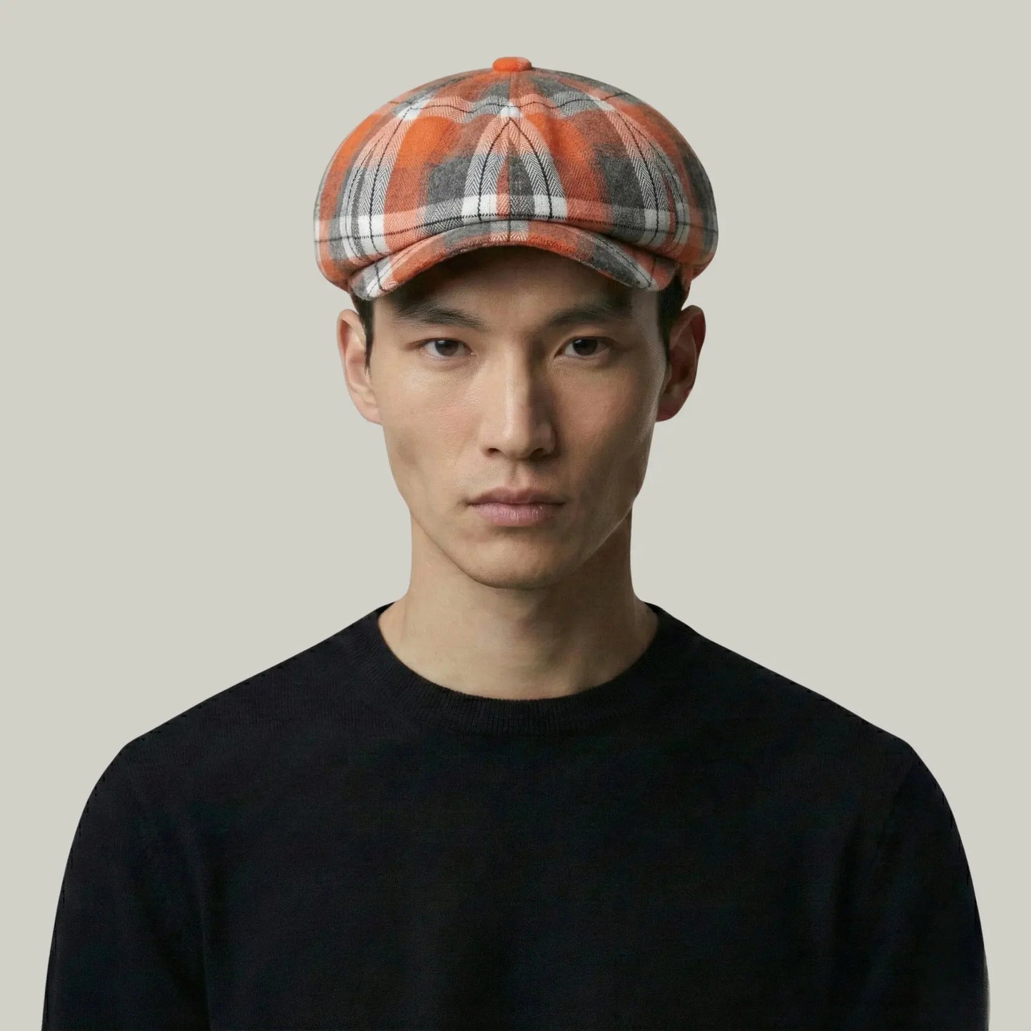 Béret Homme Orange Carreaux – Tissu Madras Vintage Multicolore Maison Shelby
