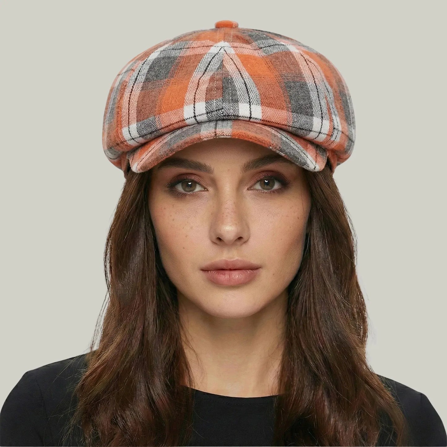Béret Homme Orange Carreaux – Tissu Madras Vintage Multicolore Maison Shelby