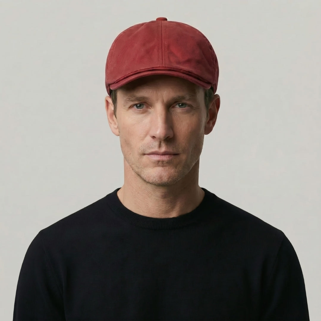 Béret Homme Terracotta – Patch Cuir Vintage Délavé