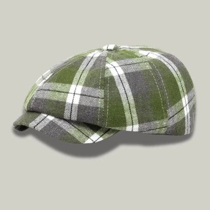 Béret Homme Vert Carreaux – Tissu Madras Vintage Multicolore Maison Shelby