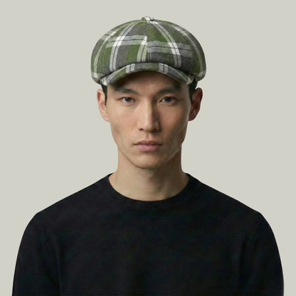 Béret Homme Vert Carreaux – Tissu Madras Vintage Multicolore Maison Shelby