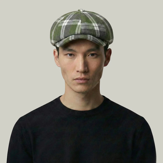 Béret Homme Vert Carreaux – Tissu Madras Vintage Multicolore Maison Shelby