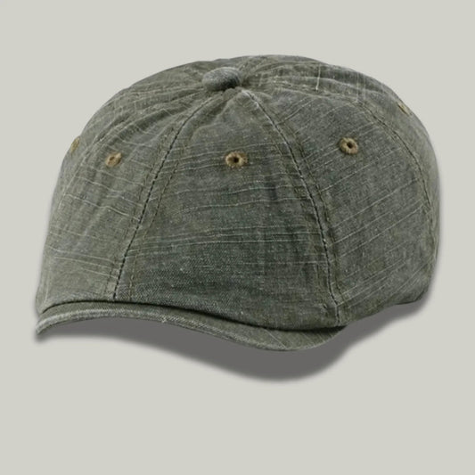 Béret Homme Vert Kaki Délavé – Coton Vintage Structuré