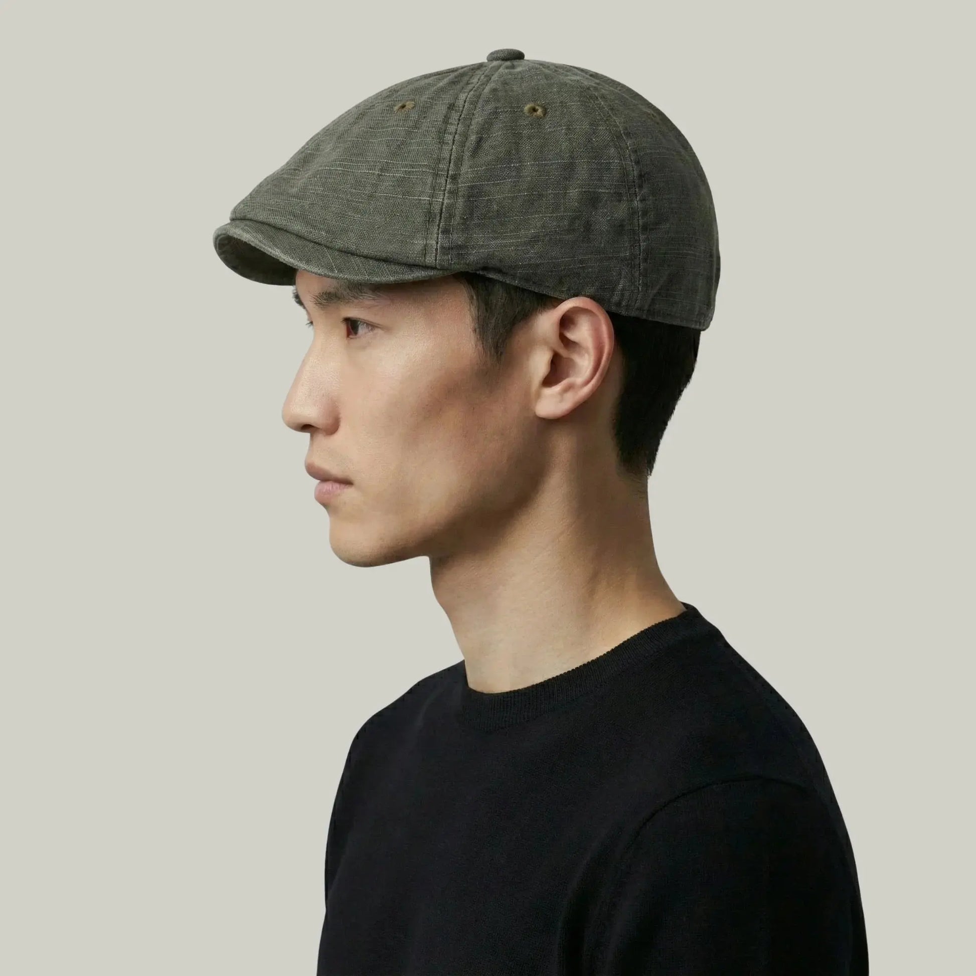 Béret Homme Vert Kaki Délavé – Coton Vintage Structuré Maison Shelby