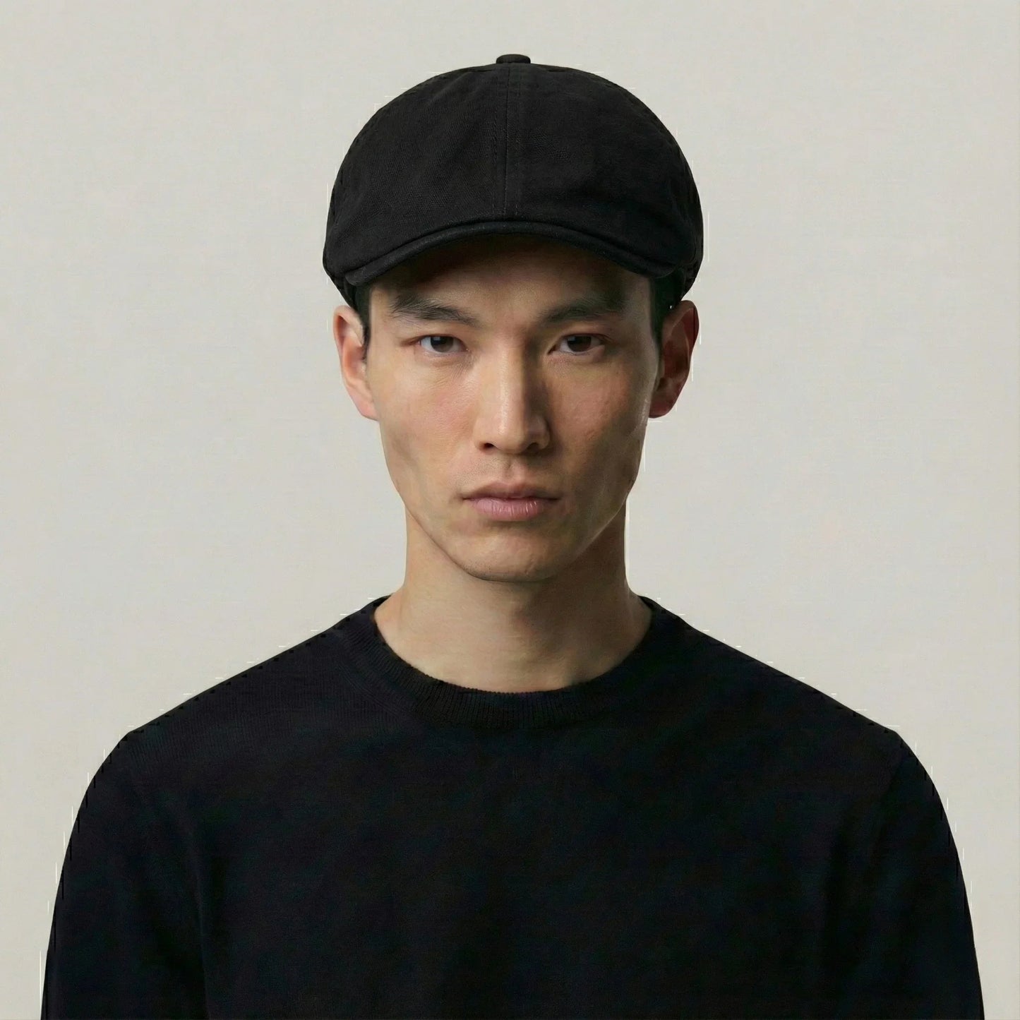 Béret Noir Homme Femme – Patch Cuir & Sangle Camel