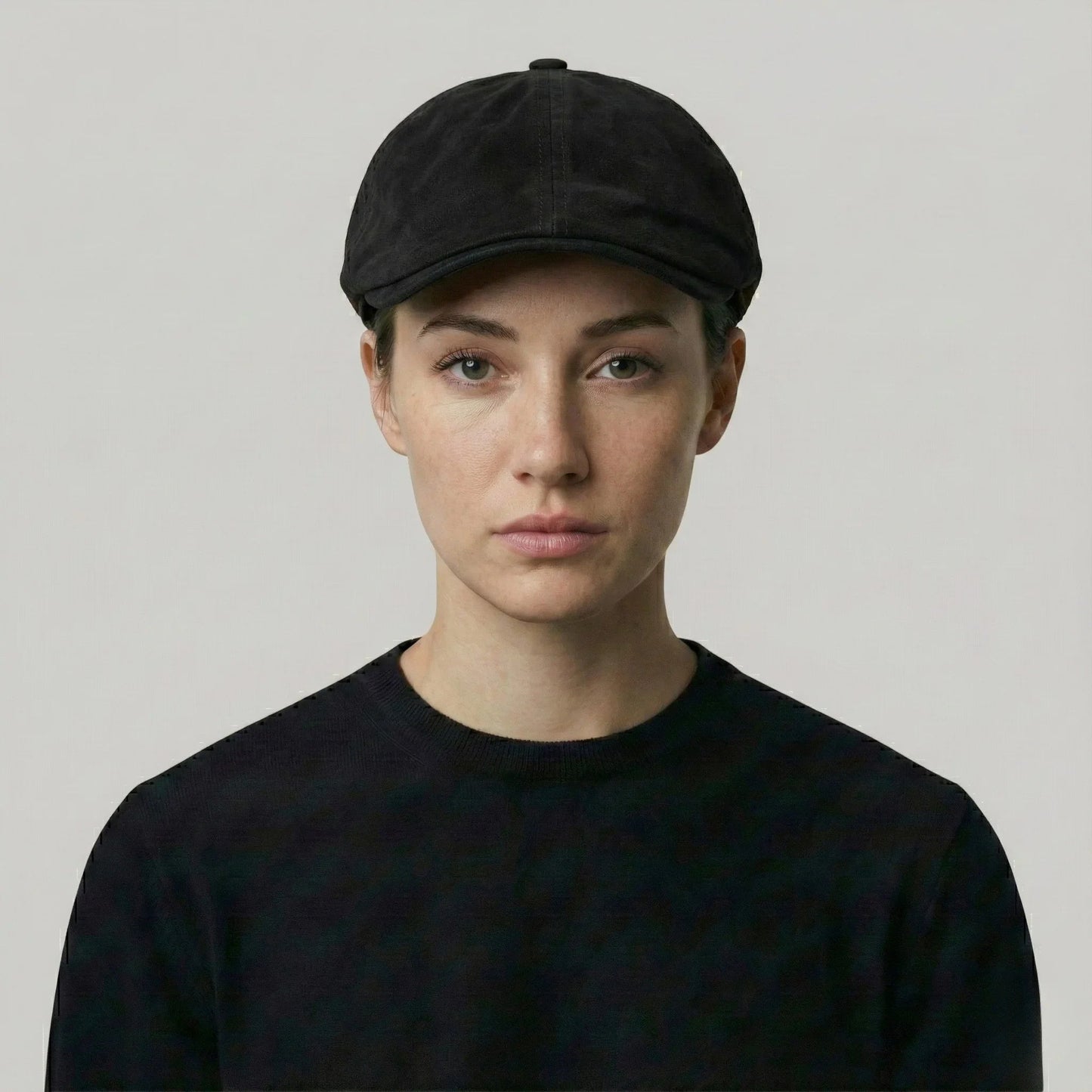 Béret Noir Homme Femme – Patch Cuir & Sangle Camel